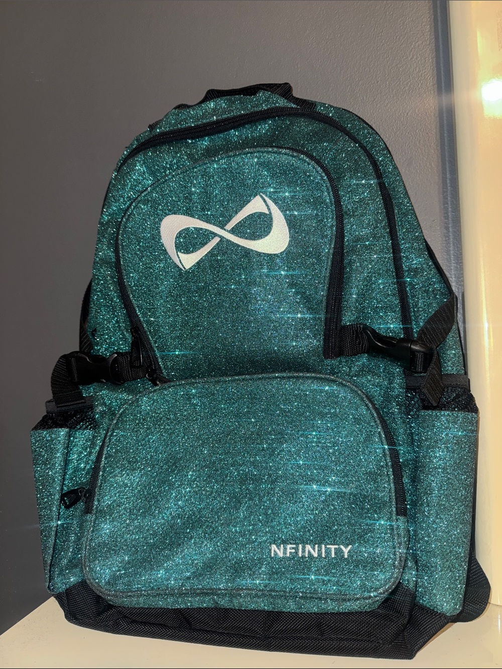 NFINITY Teal Glitter Campus Backpack